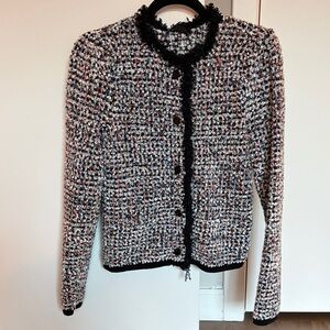 Ann Taylor | Size S | Black and White with Multi Color Thread Sweater Jacket